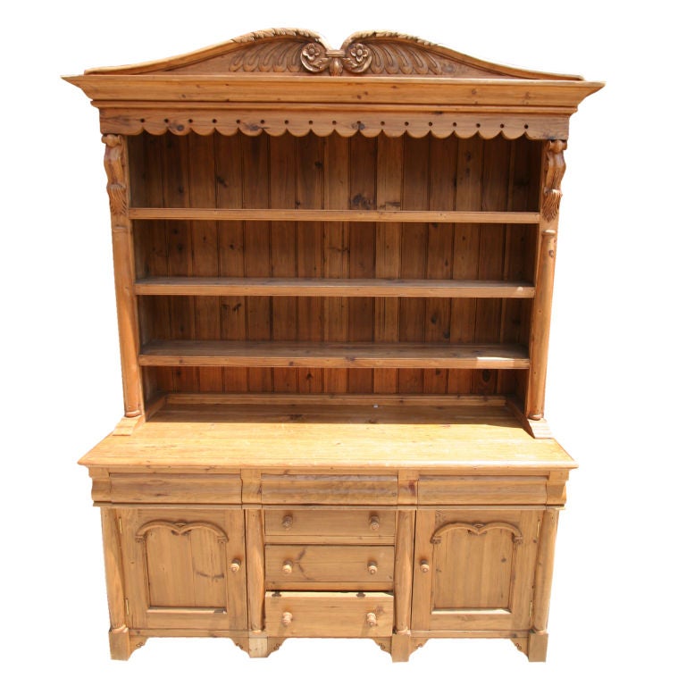 Great natural English pine Hutch at 1stdibs