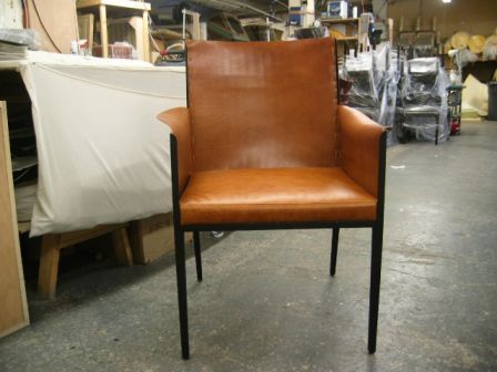 Pair of French 1940's Style Chairs.style and elegant,these chairs are all leather made on metal frame.In