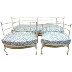 French Iron Loveseat and Chairs Set in Zebra Print Fabric