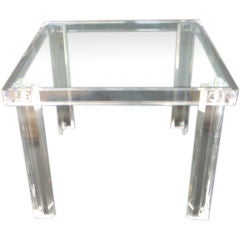 Vintage Square Lucite Game Table With Glass Top