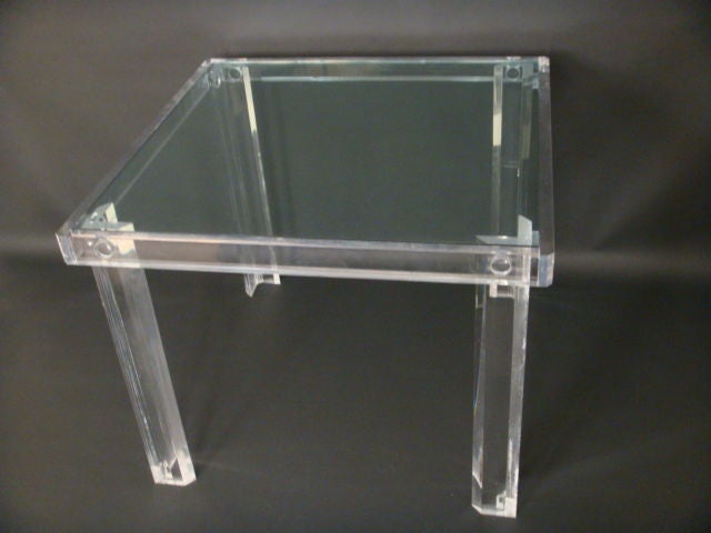 Vintage Square Lucite Game Table With Glass Top
