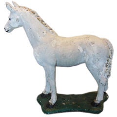Antique Belgian Concrete Painted Horse