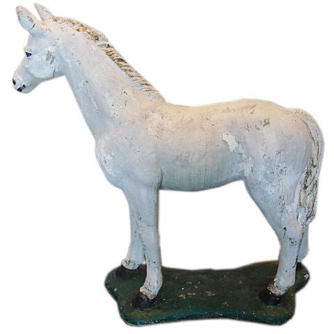 Antique Belgian Concrete Painted Horse For Sale