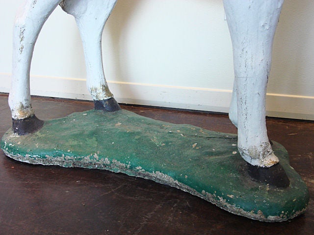 Antique Belgian Concrete Painted Horse