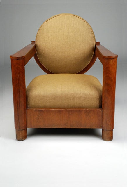 Large Single French Armchair with Circular Back<br />
Circa 1930<br />
Seat height is 15.5