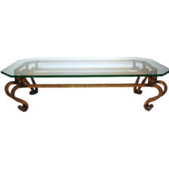 Gilded Rectangular Glass Top Coffee Table