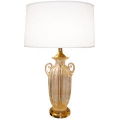 Barovier Golden Amber Fluted Glass Urn Lamp