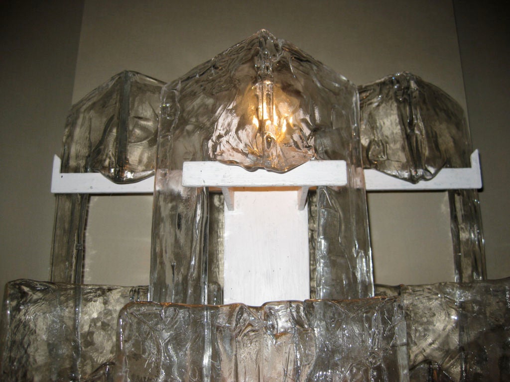 Italian Pair of Mazzega Large Glass Sconces For Sale