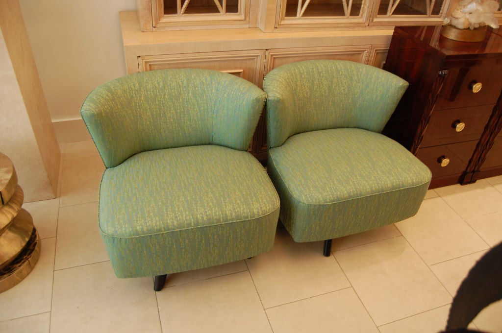 American Pair of Dunbar Swivel Club Chairs