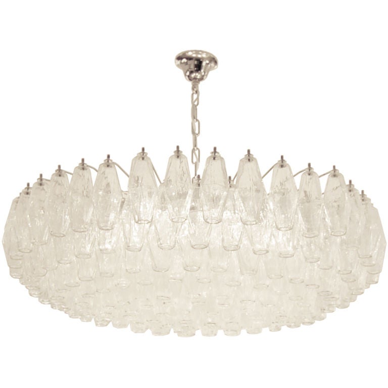 Venini Polyhedral Clear Glass Chandelier For Sale