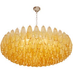 Venini Polyhedral Amber Glass Chandelier