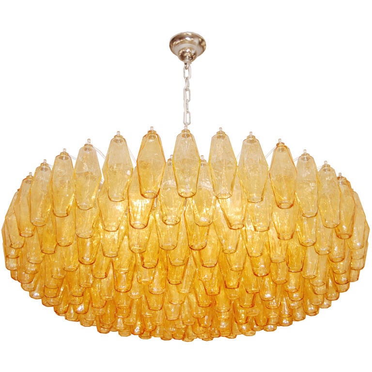 Venini Polyhedral Amber Glass Chandelier