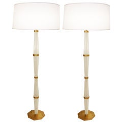 Pair of Murano Glass and Brass Floor Lamps