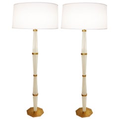 Pair of Murano Glass and Brass Floor Lamps