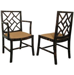 Set of 8 Hollywood Regency Style Dining Chairs Covered in Horn