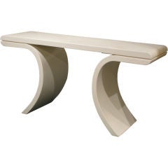Sculptural Console Table in Ivory Lacquer