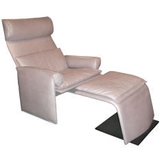 Chair and Ottoman in Pearlescent Leather by Saporiti Italia