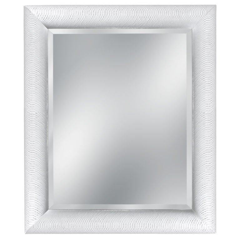 Mirror with Frame Covered in White Snake by Karl Springer