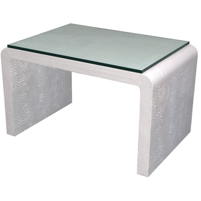 Coffee table covered in white snake by karl springer at Coffee table covered in white snake by karl springer at