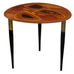 Side Table with Exotic Wood Inlays by Enro Fabry Associates