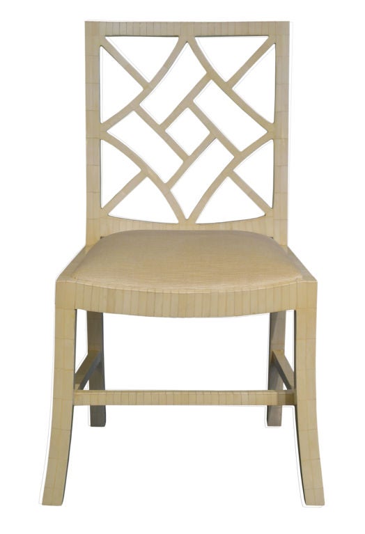 Colombian Hollywood Regency Style Chair Covered in Tessellated Bone