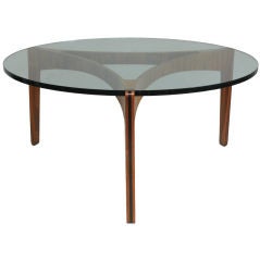 Round Coffee Table with Base in Laminated Brazilian Rosewood