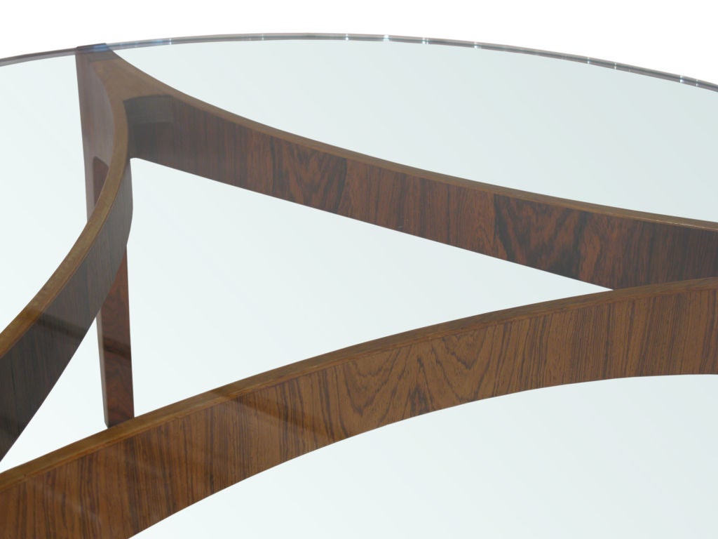 Round Coffee Table with Base in Laminated Brazilian Rosewood