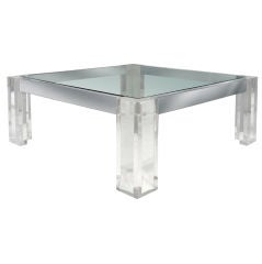 Coffee Table in Thick Lucite and Chrome by John Mascheroni Coffee Table in Thick Lucite and Chrome by John Mascheroni
