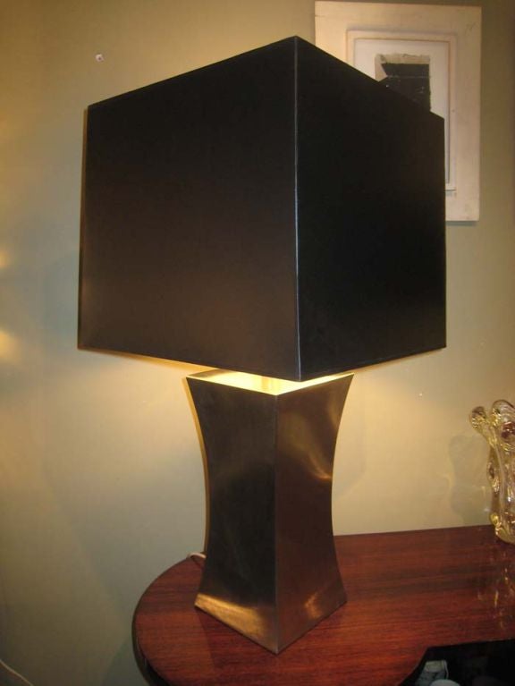 French Francoise See Large Brushed Steel Lamp For Sale