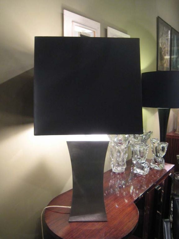rare brushed steel lamp designed by Francoise See in the 1970's
located in NY