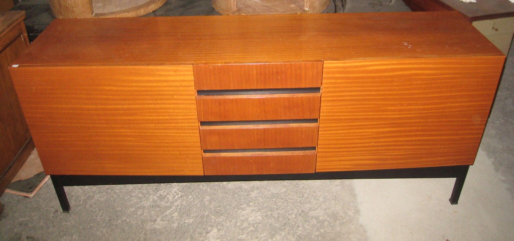 French Rosewood and Black Metal Cabinet For Sale