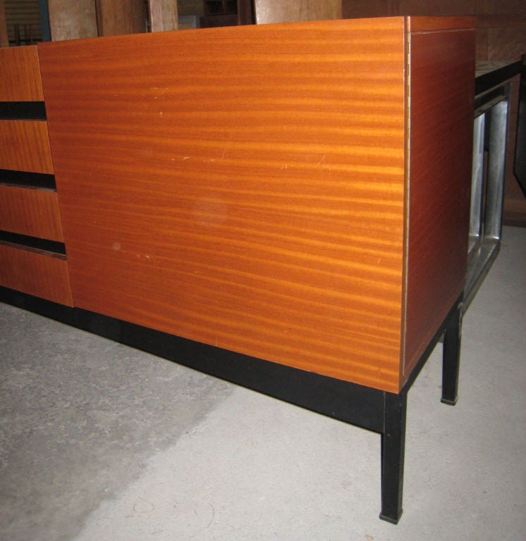 20th Century Rosewood and Black Metal Cabinet For Sale