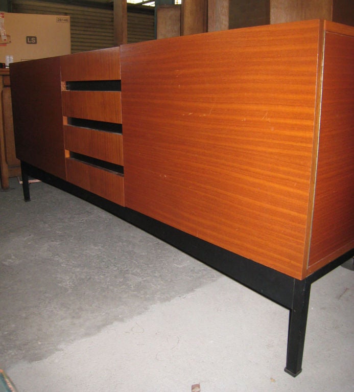 Rosewood and Black Metal Cabinet In Good Condition For Sale In Brooklyn, NY