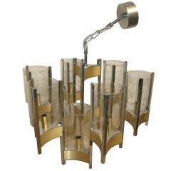 Sciolari Chandelier of Brass, Chrome and Glass 3