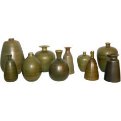 Selection of stoneware vases by TOBO, Sweden ca. 1950's