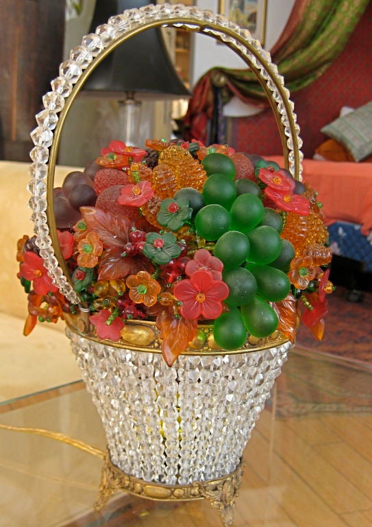 Exceptional Lighted Glass Fruit Basket In Excellent Condition In San Francisco, CA