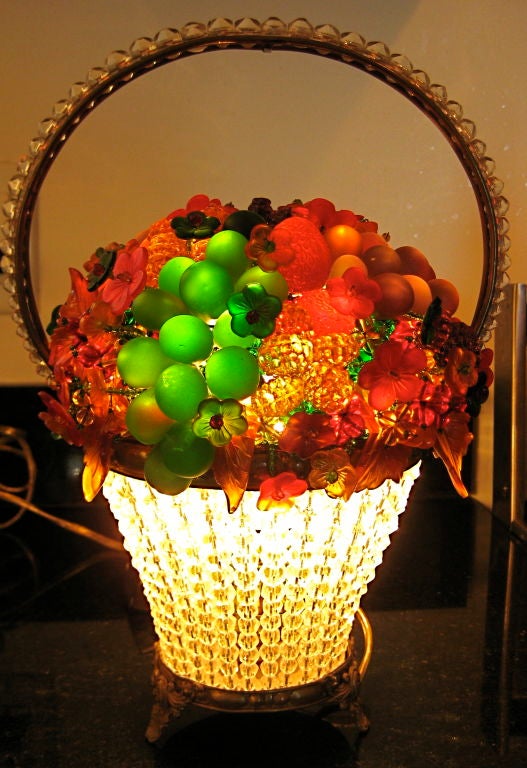 20th Century Exceptional Lighted Glass Fruit Basket