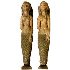 Pair of Carved Mermaids