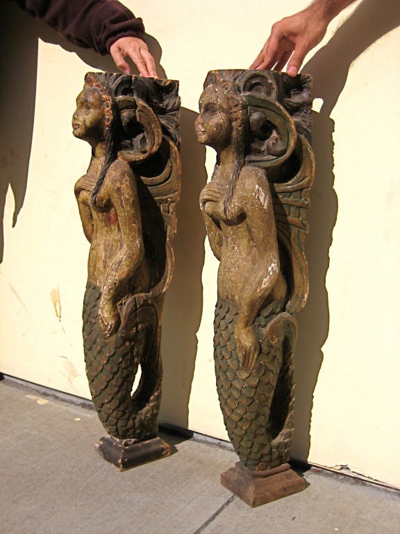 Pair of Carved Mermaids 1