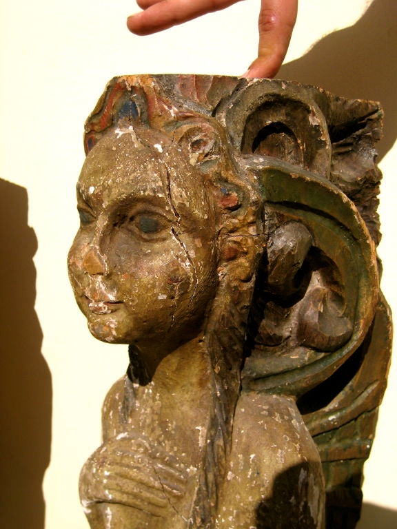 Wood Pair of Carved Mermaids