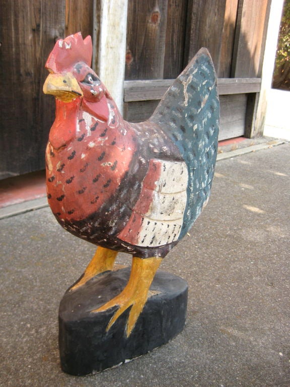 Carved folk art chicken