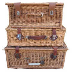 Charming Set of Three French Picnic Baskets