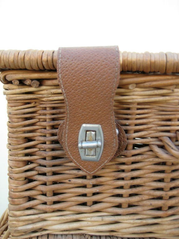 Folk Art Charming Set of Three French Picnic Baskets