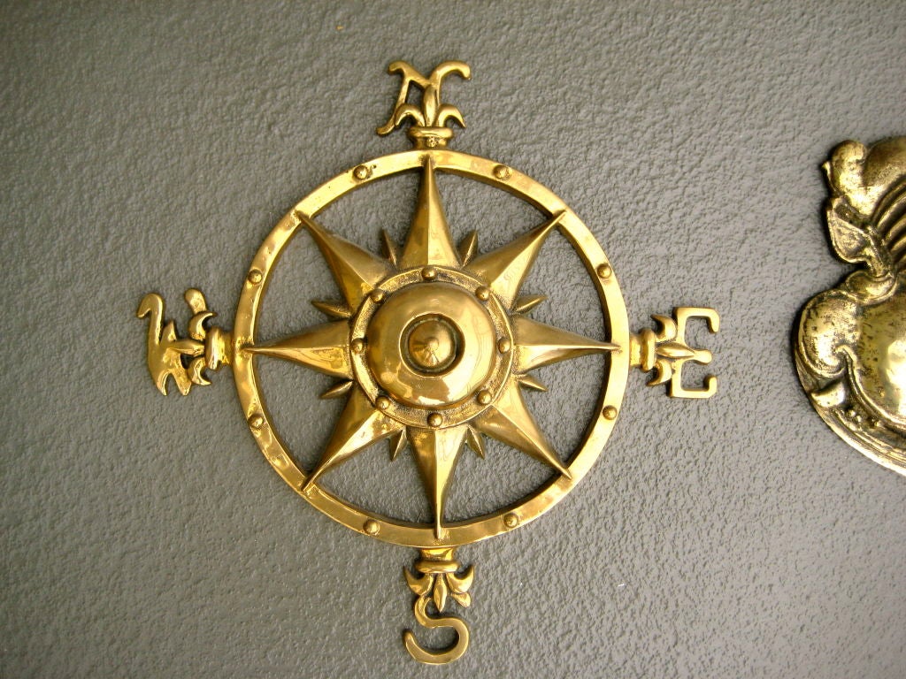 Large brass nautical decorative compass