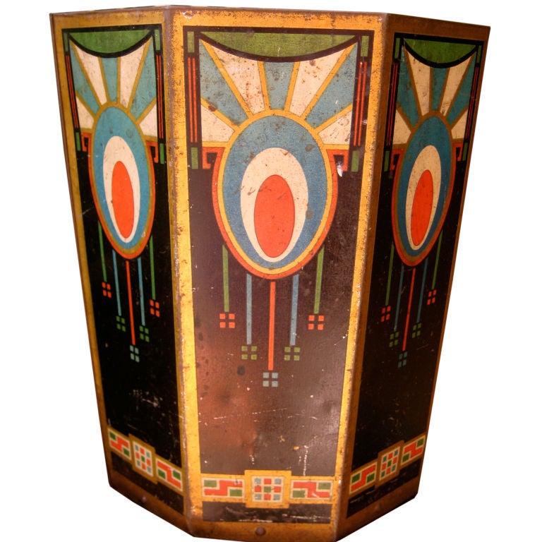 Art Deco Tole Waste Can For Sale at 1stDibs