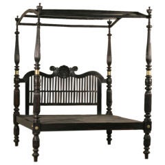 19th century Anglo-Indian Ebony Four Poster Bed with Canopy