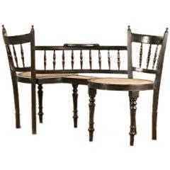 Antique Anglo-Indian Ebony Tete-A-Tete Chair