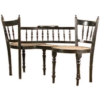 Anglo-Indian Ebony Tete-A-Tete Chair