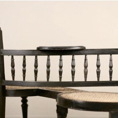 Anglo-Indian Ebony Tete-A-Tete Chair 1