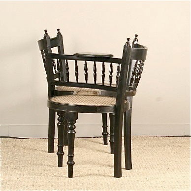 Sri Lankan Anglo-Indian Ebony Tete-A-Tete Chair